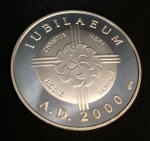 MEDALHA JUBILAEUM A. D. 2000 FÁTIMA CHRISTUS HERI HODIE SEMPER - prata 925 - Mede 4cm diâmetro - em ótimo estado.