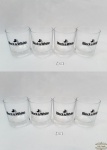 Jogo de 8 copos para Whisky em Vidro com logo Black & White. Medida: 8,5 cm altura x 7 cm diametro