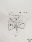 Panela para calda  em vidro com Rechaud e concha em prata 90 l Riva. Medida: 10 cm x 16 cm e 18,5 cm altura total e concha 20 cm