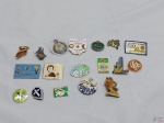 Lote de 18 broches diversos para colecionador.