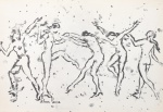 Nilson Penna - "Ritmo Dançante" prancha assinada na matriz e à lápis, 32cm x 45cm. Datada de 1978. Moldura com vidro antirreflexo, med. 38cm x 51cm.