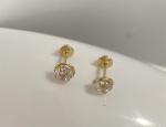 Brinco Ponto de Luz Infantil ou Segundo Furo Confeccionado Em Ouro 18k, Zirconia Branca 4,55mm, Peso: 0,5g, Valor de Mercado: R$ 400,00