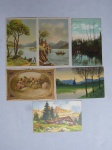COLECIONISMO - Seis antigos cartões postais com distintas cenas de paisagens. Três datados dos anos 50. Maior 14 x 9 cm