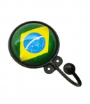Gancho cabideiro de metal e vidro com a bandeira do Brasil.
