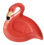 Exótica petisqueira de porcelana na forma de flamingo. Medida 25x26cm.