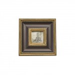 Porta Retrato em estilo clássico confeccionado em madeira na cor chocolate e detalhes em ouro velho e strass.