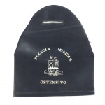 MILITARIA - Antigo braçal do policiamento ostensivo da PMESP em napa. Com dedicatória na parte de trás.