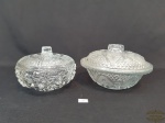 2 Bomboniere em Vidro Translucido Moldado . Medida:6 cm altura x 17,5 cm diametro e 6 cm altura x 12,5 cm diametro