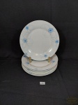 Jogo de 6 Pratos Sobremesa em Porcelana l decorados  guirlanda de flore. Medida: 18,5 cm diametro