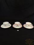 Lote contendo três xícaras para chá em porcelana. dom pedro, decorados  Medindo a xícara 8x5cm - pires 15cm