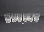 Jogo de 6 Copos Aperitivo em Cristal Lapidado. Medida: 9 cm altura x 5,5 cm diametro