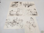 6 Gravuras desenhos   diversos   Assinadas .Medida: 29,5 x 21 cm.