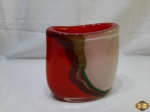 Cachepot centro de mesa em cristal tipo murano da Molinari Design São Marcos. Medindo 19,5cm x 11,5cm x 20,5cm de altura.
