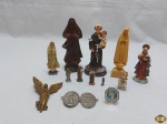 Lote sacro com diversas imagens. Medindo a nossa senhora maior em madeira 16cm de altura.