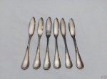 Jogo de 6 facas de peixe em prata 90 Vix, modelo lacinho. Medindo 19cm de comprimento.