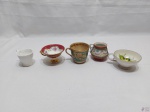 Lote com 5 xícaras de café em porcelana diversas, para colecionador, não acompanha os pires.