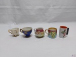 Lote com 5 xícaras de café em porcelana diversas, para colecionador, não acompanha os pires.