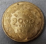 NUMISMÁTICA, Brasil, República, uma (1) moeda em Br-Al de 2000 reis 1939, (comemorativa, Marechal Floriano Peixoto, 1839 a 1895, Presidente do Brasil entre 1891 e 1894), excelente estado de conservação.