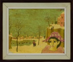 Alain Thomas (1942, França), " Sphie et les Patineurs ", Óleo sobre Eucatex. Assinado. Datado de 1966. med 33 x 41 cm(MI);  44 x 52 cm (ME). Marcas do tempo. Sujidade e craquelets sobre a camada pictórica. Coleção Particular Graça Couto . Rio de Janeiro/RJ. .Nota Sobre certificação e autenticidade de pinturas estrangeiras: As pinturas estrangeiras que forem a pregão neste leilão de número 20679, serão vendidas enquanto atribuídas. Ficando a aquisição por conta e risco do interessado que arrematar a obra. A organização do leilão não se responsabilizará pela garantia de autenticidade de qualquer pintura estrangeira neste leilão apregoada (s).