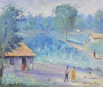 Manoel Colafante Caledônio de Assumpção Santiago (Manaus AM 1897 - Rio de Janeiro RJ 1987) , "Alto Teresópolis", Óleo sobre tela, Assinado e datado,1945.  Med 46 x 55 cm (MI); 71 x 80 (ME). Presença de sujidade sobre a camada pictórica.  Selo da galeria Contorno no verso. Registro da obra confirmado. Etiqueta apresenta erro gráfico também confirmado pela origem. Coleção Marcos Ricardo Abreu - Rio de Janeiro/RJ. Proveniência : Coleção Particular, Galeria Contorno Rio de Janeiro/RJ, Atual coleção particular. Nota Biográfica: Pintor, desenhista, professor.Manoel Colafante Caledônio de Assumpção Santiago mudou-se para Belém em 1903 e inicia estudos de pintura. Em 1919 transfere-se para o Rio de Janeiro, e cursa direito ao mesmo tempo que freqüenta a Escola Nacional de Belas Artes - Enba, onde é aluno de Rodolfo Chambelland e Baptista da Costa. Na época, assiste a aulas particulares de Eliseu Visconti. Casa-se em 1925 com a pintora Haydeá Santiago. Participa em 1927 do Salão Nacional de Belas Artes - SNBA e recebe o prêmio viagem ao exterior. Vai para Paris no ano seguinte, e lá permanece por cinco anos. De volta ao Rio de Janeiro, em 1932, torna-se professor do Instituto de Belas Artes. Em 1934, passa a lecionar pintura e desenho no Núcleo Bernardelli, figurando entre seus alunos José Pancetti, Edson Motta, Bustamante Sá, Ado Malagoli, Rescála e Milton Dacosta.