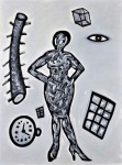 Victor André Pinto de Arruda (Cuiabá, Brasil, 1947), "Vide os Sapatos", Acrílica sobre tela. Assinado e datado 1986. Med. 73 x 54 cm (MI); 76 x 57 cm (ME). Presença de dedicatória no verso ,"Para Anna Maria queridíssima amiga um abraço do Victor". Obra reproduzida à página 153 do livro Victor Arruda, organizado por Adolfo Navas (Rio de Janeiro: Casa da Palavra, 2011) Presença de sujicidade sobre a camada pictórica. Ex-Coleção Anna Maria Niemeyer/ RJ ; Atual coleção Rio de Janeiro/RJ.Notas Biográficas: Victor André Pinto de Arruda é um artista plástico brasileiro. Foi professor, desenhista, gravador e pintor, além de ex-galerista, sócio fundador da "Galeria Saramenha", na Gávea, Rio de Janeiro, local de exposição dos mais renomados artistas plásticos nas décadas de 80 e 90. (retirado do site Artur Fidalgo Galeria de Arte).
