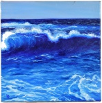 Pedro Pereira(Rio de Janeiro RJ 1993), "Mar". Óleo Sobre Tela. Med .20 x 20 cm.  Assinado. Datado 2022. Localizado RJ - Brasil. Acervo Particular  Ateliê do Artista Rio de Janeiro/RJ. Nota Biográfica: Em 2016 se formou em Filosofia, em 2019 iniciou graduação em Design de Moda e atualmente é pós-graduando em História da Arte. Aos 14 anos iniciou seus estudos artísticos com o mestre Renato Ferrari, no Atelier de Pintura Realista, onde hoje é um dos professores no mesmo atelier. Participou de 2 exposições coletivas, 1 individual e ganhou 1 lugar no concurso de pintura da Cesgranrio em 2018.