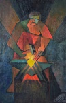 Louis Toffoli (França, 1907 - 1999), "Sem título". OST (óleo sobre tela), Assinado. Med 92 x 60 cm (MI); 93,5 X 61 CM (ME).  Sujidade, perdas de substância e craquele sobre a camada pictórica. Obra restaurada no passado. No estado. Coleção Particular Rio de Janeiro RJ. Nota Biográfica: Louis Toffoli (1907-1999) foi um artista modernista francês, nascido em 1907, conhecido por suas pinturas transparentes pós-cubistas características.Um pintor e gravurista francês do século XX, Louis Toffoli estudou arte na École des Beaux-Arts, Trieste em 1924. Em 1928 exibiu suas pinturas naquela cidade e foi prontamente condenado pelo regime fascista de Mussolini. Dois anos depois Toffoli emigrou para Paris e começou a expor regularmente no Salon d'Automne, Salon des Independants, Salon des Peintres Temoins de leur Temps e em outros lugares. Com a eclosão da Segunda Guerra Mundial (1939-1945) Louis Toffoli procurou refúgio no interior de Touraine e trabalhou para a Resistência Francesa. Após a guerra, ele retornou a Paris e recebeu sua cidadania francesa em 1947.A primeira litografia publicada de Louis Toffoli data de 1954. Durante os anos seguintes, ele criou muitas obras de arte refinadas nesse meio, trabalhando principalmente nos estúdios litográficos de Fernand Mourlot e Jean-Claude Perrin. A partir de 1956, o artista viajou extensivamente e criou imagens da Espanha, Iugoslávia, Marrocos, México, Brasil, Estados Unidos, Israel e China. Hoje, a arte de Louis Toffoli está incluída em galerias públicas na Alemanha, Holanda, Espanha, Portugal, Itália. , Suécia, América e Israel. A maior coleção de sua arte está localizada no Le Musee Toffoli, Charenton-le-Pont (perto de Paris). Em 1996, o governo italiano decorou Toffoli com 'la Medaille de chevalier de l'ordre du Merite 'Os acadêmicos apontaram elementos semi-abstratos, cubistas e construtivistas na arte de Louis Toffoli. O artista, na verdade, afirmava ser inspirado por exploradores cubistas como Georges Braque e Marcel Duchamp. No entanto, como se pode ver em suas pinturas, os ritmos suaves e magistrais de cor e forma que Toffoli realiza definem sua arte única para além de qualquer escola ou movimento.Nota : De acordo com o item 3 dos termos e condições - 3. As peças estrangeiras, sejam quadros e ou esculturas, serão sempre vendidas como Atribuídas.