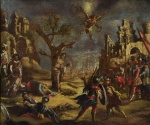 Circulo de Lotto , "São Sebastião". Óleo sobre tela. Sem assinatura aparente. Med 31 x 37 cm(MI); 51,5 x 57,5 cm (ME).  Sujidade sobre a camada pictórica. Coleção Boiteux - Rio de Janeiro /RJ. Nota : De acordo com o item 3 dos termos e condições - 3. As peças estrangeiras, sejam quadros e ou esculturas, serão sempre vendidas como Atribuídas.