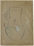Marc Chagall (Rússia, 1887 - 1985), " Sem Título". Técnica mista sobre papel. Assinado. Datado de 1954(?). Med 49 x 36 cm (MI); 67 X 54 cm (ME).  Marcas do tempo. Sujidade sobre a camada pictórica com pontos de acidez, manchas de café(?) e manchas de possíveis antigos restauros. Obra colada sobre o suporte. Coleção Particular Rio de Janeiro/RJ. Nota Biográfica: Seu nome era Moïshe Zakharovich Shagalov nasceu em 7 de julho de 1887 em uma família pobre, de dez filhos. na cidade Vitebsk  Russia.Sua iniciação no universo das artes plásticas ocorreu em sua própria terra natal, no ateliê de um célebre pintor de retratos local. Dele Marc herdou tanto o ofício da pintura, quanto o prazer estético e a inclinação para expressar sua vocação artística.Em 1908 ele entrou na Academia de Arte de São Petersburgo, daí partindo para Paris, o centro da cultura e da arte. Antes disso, porém, em uma passagem por sua aldeia, conheceu Bella, com quem mais tarde se casaria, retratando sua musa em 1909.Um ano depois já se encontrava na capital francesa, ao lado de Blaise Cendrars, que batizaria grande parte de suas obras, de Max Jacob e Apollinaire, bem como dos pintores Delaunay, Modigliani e La Fresnay.Na cidade-luz ele conheceu todas as nuances da arte moderna e das vanguardas, lutando para encontrar um espaço para suas miragens oníricas no universo de fauvistas e de cubistas.Neste contexto em que imperava um sistema filosófico que valorizava apenas a forma, marcado também pela abstração, sua obra se distinguia pela presença do conteúdo temático surreal, o qual revela suas origens nas esferas emocionais e culturais do pintor.Guilhaume Apollinaire escolheu as telas de Chagall para a exposição que realizou em 1914, em Berlim, na galeria Der Sturm. Essa exposição teve grande influência sobre o expressionismo de pós-guerra.De volta à Rússia, quando explode a Primeira Guerra Mundial, Chagall é mobilizado, contrariando estas diretrizes, ele permanece em São Petersburgo, casando-se com Bella, seu grande amor, em 1915.Após o desabrochar da Revolução Socialista de 1917 o artista alcança o posto de comissário de belas-artes, no governo de Vitebsk, sua aldeia natal. Ele institui então sua própria escola artística, livre para incluir qualquer inclinação modernista; ao mesmo tempo ele cria murais para o teatro judaico de uma escola local.Voltando para Paris, em 1922, reconhecido e recebido como grande pintor, ele atende a uma encomenda empreendida pelo editor Ambroise Vollard, ilustrando o Livro Sagrado e realizando 96 gravuras para um exemplar do livro Almas Mortas, do escritor Gogol, o qual só seria lançado em 1949. Uma versão das Fábulas de La Fontaine foi também ilustrada por Chagall, em 1927. Sua etapa paisagística, marcada pela temática das flores, pertence a este período.Em 1931, visitou a Palestina e a Síria e publicou Minha vida (autobiografia).A partir de 1935, o clima de perseguição e de guerra repercute em sua pintura, nas quais surgem elementos dramáticos, sociais e religiosos.Em 1941, parte para os EUA, onde sua esposa falece em 1944. Chagall mergulha, então, em um mundo de evocações, quando conclui o quadro Em torno dela, que se tornou uma síntese de todos os seus temas.No âmbito da arte contemporânea, marcada pelo formalismo e a abstração, a pintura de Chagall se destaca pela importância que tem nela o elemento temático, de fundo onírico, que, por sua vez, reflete as profundas raízes afetivas e culturais do artista. Sua obra, moderna, assimilou todas as conquistas formais da arte contemporânea.Com o final da guerra, ele volta de vez para a França, e neste país ele elabora as famosas pinturas dos vitrais da Universidade Hebraica de Jerusalém.Nos anos 50 Chagall viaja várias vezes para Israel, atendendo a diversas encomendas. Seus vitrais e mosaicos também se tornaram célebres, e pode-se dizer que ele demonstrou igual cuidado com a cerâmica.Em 1957, a 4ª Bienal de São Paulo dedicou uma sala especial às obras de Chagall.Em 1973, como uma homenagem ao artista, foi aberto o Museu da Mensagem Bíblica de Marc Chagall, em Nice, cidade francesa. Quatro anos depois o Estado francês entregou-lhe a Grã-cruz da Legião de Honra.Ele morreu em Saint-Paul-de-Vence, cidade do sul da França, no dia 28 de março de 1985, como um dos maiores e mais famosos pintores do século XX.  Fonte :   https://www.historiadasartes.com/prazer-em-conhecer/marc-chagall/Nota : De acordo com o item 3 dos termos e condições - 3. As peças estrangeiras, sejam quadros e ou esculturas, serão sempre vendidas como Atribuídas.Mais referencias e fontes : https://arteeartistas.com.br/biografia-de-marc-chagall/