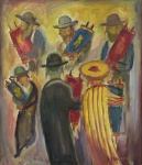 Simon Karczmar(Polonia,1903 -1982), "Sem título". Óleo sobre tela, Assinado. Med 63 x 54,5 cm (MI); 86 x 54,5 cm (ME). Sujidade sobre a camada pictórica. Ativo em Paris e Israel. Coleção Particular Rio de Janeiro/ RJ. Nota Biográfica: Simon Karczmar é um sobrevivente do Holocausto que dedicou o trabalho de sua vida à lembrança da beleza da vida judaica no Shtetl. Mudou-se para Paris em 1942, onde viveu por vinte anos antes de imigrar para Israel em 1962. Karczmar ingressou no Bairro dos Artistas em Safed quando se mudou para Israel e representou Israel em exposições em todo o mundo. Suas obras choram com uma ingenuidade clássica do Leste Europeu envolta em cores escuras e tristes.A nostalgia das interpretações de Karczmar contrasta com as visões mais sombrias da vida dos judeus reveladas nas fotografias de Vishniac e nos desenhos de Lilien. Enquanto as fotografias em The Vanished World parecem enfatizar a privação vivida pelos judeus nos anos que antecederam a Segunda Guerra Mundial, Karczmar retrata cenas semelhantes, mas foca no senso de comunidade e tradição. Fontes : https://gallery613.ca/portfolio/simon-natan-karczmar/; https://kingsgalleryjerusalem.wordpress.com/2010/10/05/simon-karczmar/. Nota : De acordo com o item 3 dos termos e condições - 3. As peças estrangeiras, sejam quadros e ou esculturas, serão sempre vendidas como Atribuídas.