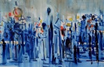 Joseph Kossonogi (Israel, 1908 - 1981), " Sem Título". Técnica mista sobre papel, Assinado. Datado de 1960. Med 47 x 68 cm (MI); 75 x 91 cm (ME). Marcas do tempo. Sujidade, pontos de acidez . Coleção Particular Rio de Janeiro/RJ. Nota Biográfica: Joseph Kossonogi (1908-1981) (nomes variantes Yosef Kossonogy, Yossef Kossonogi) foi um pintor israelense, nascido em Budapeste, Hungria. Após estudos na Academia de Arte de Berlim e estudos avançados na França, Holanda, Itália e Espanha, emigrou para a Palestina e se estabeleceu em Tel-Aviv em 1926. Lá formou o coletivo de jovens pintores conhecido como Massad.Em 1929, o grupo Massad fez sua primeira exposição e, em 1935, os membros do grupo ingressaram na Associação Israelense de Pintores e Escultores. Kossonogi teve exposições individuais no Museu de Arte de Tel Aviv em 1944 e 1954 e, em 1950, ganhou o Prêmio Dizengoff por suas pinturas do mar. Em 1956, Kossonogi ingressou na Colônia dos Artistas em Safed. Em 1958, o ex-presidente da França Vincent Auriol começou a colecionar seu trabalho. Kossonogi ganhou o Prêmio Histadrut em 1966 e o Prêmio Nordau em 1976. Ele se estabeleceu em Safed em 1956 e morreu em 1981.A cor figura fortemente na obra de Kossonogi. Ele estava preocupado com o sol brilhante de Eretz Israel e seu efeito sobre as terras, colheitas e vidas de colonos judeus e árabes nativos. O crítico de arte israelense Gideon Ofrat escreve sobre a obra do artista: "Kossonogi lançou sua carreira com aquarelas românticas ricas em manchas marrons e verdes; posteriormente, sob a influência de Raoul Dufy, elas ficaram mais claras e focadas nos efeitos poéticos de transparência e fluidez". O foco de Kossonogi na luz e na cor provavelmente foi herdado das influências europeias que marcaram seu período de formação, notadamente Henri Matisse e André Derain. Junto com importantes aquarelistas israelenses Mordechai Avniel e Shimshon Holzman, Kossonogi era considerado um mestre do meio aquarela. Fonte: https://sites.google.com/site/drtkaufmanartsandmusic/joseph-kossonogi