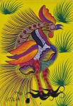Francisco Domingos da Silva (Alto Tejo / Acre, 1910 -  Fortaleza / Ceará,1985),"Animais fantásticos". Óleo sobre tela aplicado sobre Eucatex.. Assinado e datado 1971. Med. 69,5 x 49 cm.  Sujidade e algumas perdas da camada pictórica. Presença de dois pontos de perda por cupim já tratado. Acervo Particular Rio de Janeiro /RJ. Nota Biográfica: Pintor e desenhista. Começa a desenhar a carvão e giz sobre muros e paredes de casebres de pescadores por volta de 1937, em Fortaleza (Ceará). Na década de 40, sob o incentivo do crítico e pintor suíço Jean Pierre Chabloz, inicia-se na pintura à guache e juntamente com Chabloz, Antônio Bandeira e Inimá de Paula, expõe na Galeria Askanasy, no Rio de Janeiro, em 1945. Entre 1961 e 1963, trabalha no recém-criado Museu de Arte da UFCE. Depois de permanecer quatro anos internado em um hospital psiquiátrico, volta a pintar em 1981.