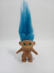 Boneco Vintage Troll em vinil, com cabelo azul, no estado, 8 cm