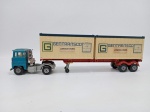 Miniatura Matchbox Scammel Tractor, Lesney 1973, em bom estado, caminhão carreta e dois containers, England, 1/43