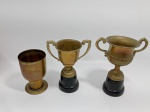 Lote 3 Troféus Campeonato de Tênis de 1939, dois de 1960, no estado, 15 cm