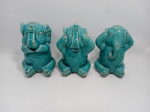 3 elefantes em cerâmica, nada falo, nada vejo e nada escuto, em bom estado, 18 cm