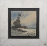 Sansão Pereira, `Praia`, Óleo sobre Tela, 21 x 21, assinatura no canto inferior direito.