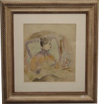 Noemia Mourão, Camponesa, Desenho, 46 x 30, assinatura no canto inferior direito.