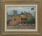 Marcos Zechetto, `Teatro Municipal`, Óleo sobre Tela, 40 x 50, datado em 2002, assinatura no canto inferior direito.