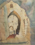 Dario Mecatti, `Mesquita`, Guache, 47 x 37, assinatura no canto inferior esquerdo.