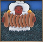 José Saboia, `Sanfoneiro`, Óleo sobre Tela, 40 x 40, assinatura no canto inferior direito, sem moldura.