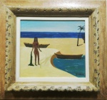 Francisco Rebolo, Praia, Óleo Sobre Cartão, 34 x 39, assinatura no canto inferior direito.