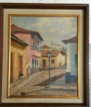 Alfredo Volpi, Paisagem, Óleo sobre Tela, 37 x 43, assinatura no canto inferior direito.