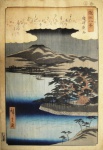 Ando Hiroshige, `Chuva a Noite em Karasaki`, Xilogravura, 25 x 35, assinatura no canto inferior esquerdo.