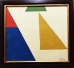 Arnaldo Ferrari, Geométrico, Óleo Sobre Cartão, 36 x 40, assinatura no canto inferior direito.