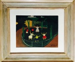 Djanira Motta e Silva, `Crianças`, Óleo sobre Tela, 34 x 44, assinatura no canto inferior direito.