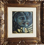 Di Cavalcanti, `Rosto`, Óleo Sobre Cartão, 26 x 24, datado em 1968, assinatura no canto inferior direito.