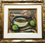 Mario Zanini, `Peixe`, Óleo Sobre Placa, 29 x 35, assinatura no canto inferior direito, sem moldura.