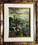 Mario Zanini, `Cidade`, Óleo sobre Tela, 40 x 30, assinatura no canto inferior direito.
