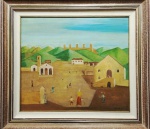 Fulvio Pennacchi, Vila, Óleo Sobre Placa, 50 x 56, assinatura no canto inferior direito.